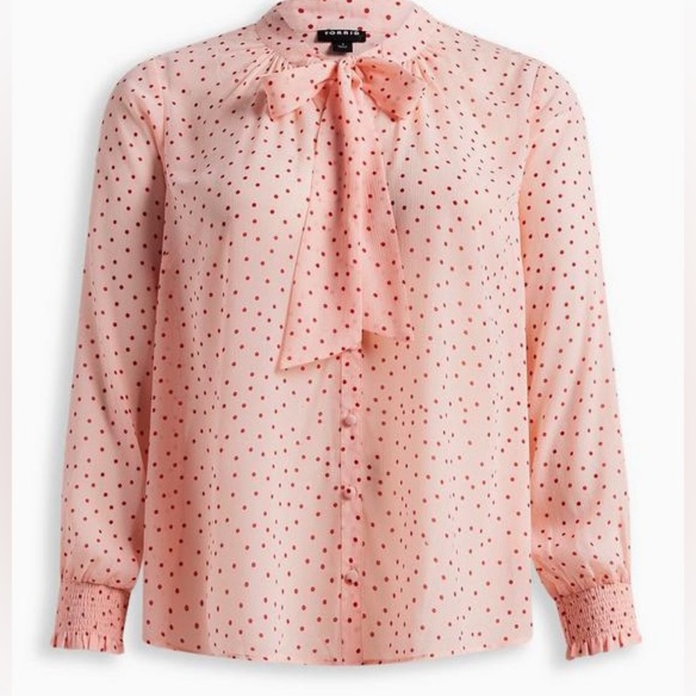 Torrid Chiffon Bow Front Button-Up Blouse